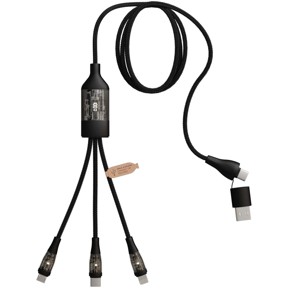 Cavo di ricarica rapida 5 in 1 da 100 W/5 A con display digitale SCX.design C50 personalizzato con logo - Pubblienne