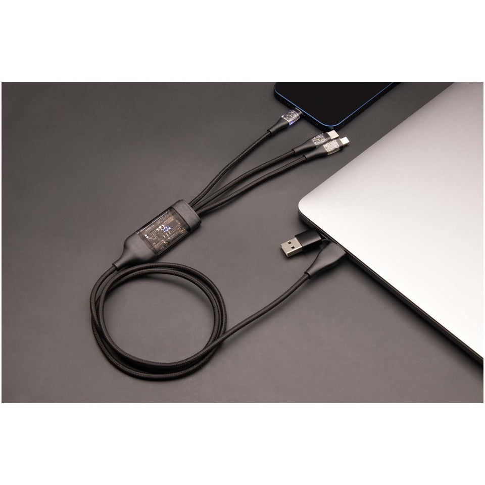 Cavo di ricarica rapida 5 in 1 da 100 W/5 A con display digitale SCX.design C50 personalizzato con logo - Pubblienne