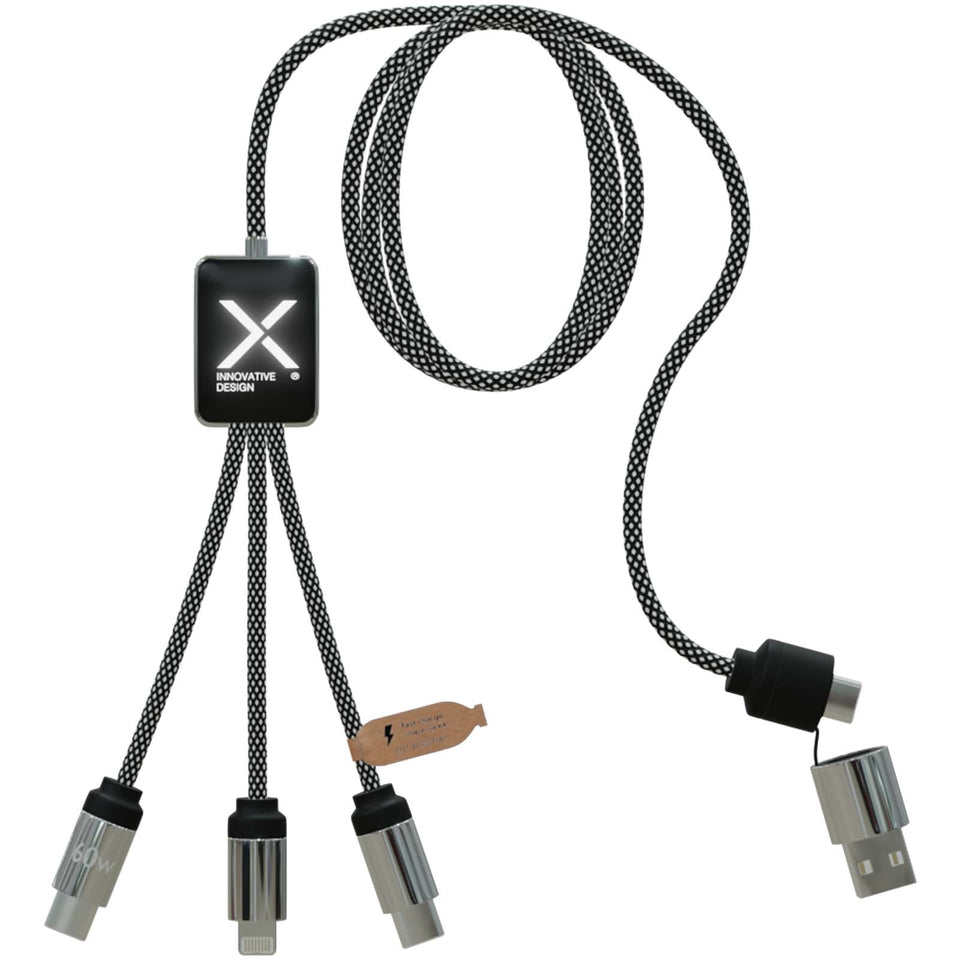 Cavo di ricarica di Tipo-C con doppio logo luminoso da 60 W SCX.design C33 personalizzato con logo - Pubblienne