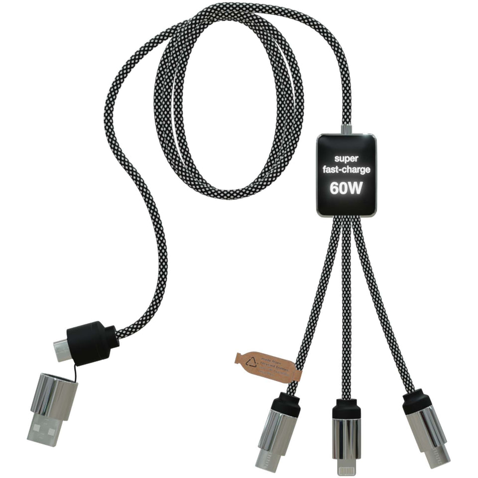 Cavo di ricarica di Tipo-C con doppio logo luminoso da 60 W SCX.design C33 personalizzato con logo - Pubblienne