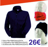 Felpa Pile + Scaldacollo + Cappellino Pile personalizzato con logo - Pubblienne