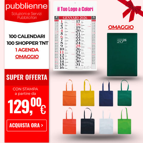 100 Calendari + 100 Shopper + 1 Agenda personalizzato con logo - Pubblienne