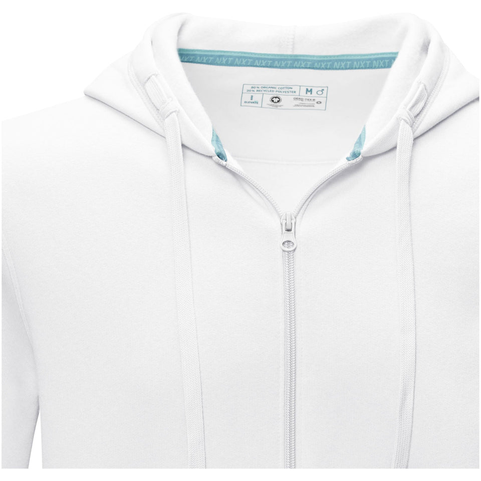 Felpa Ruby da uomo con cappuccio e full zip in tessuto organico riciclato personalizzato con logo - Pubblienne