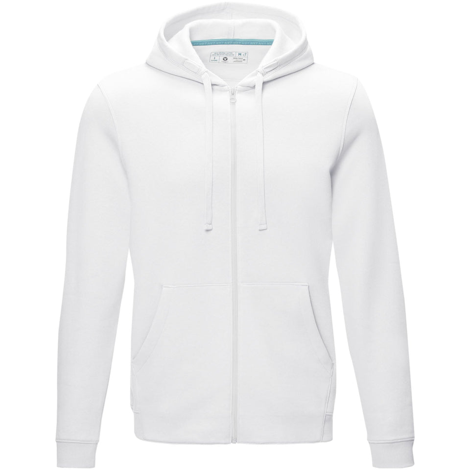Felpa Ruby da uomo con cappuccio e full zip in tessuto organico riciclato personalizzato con logo - Pubblienne