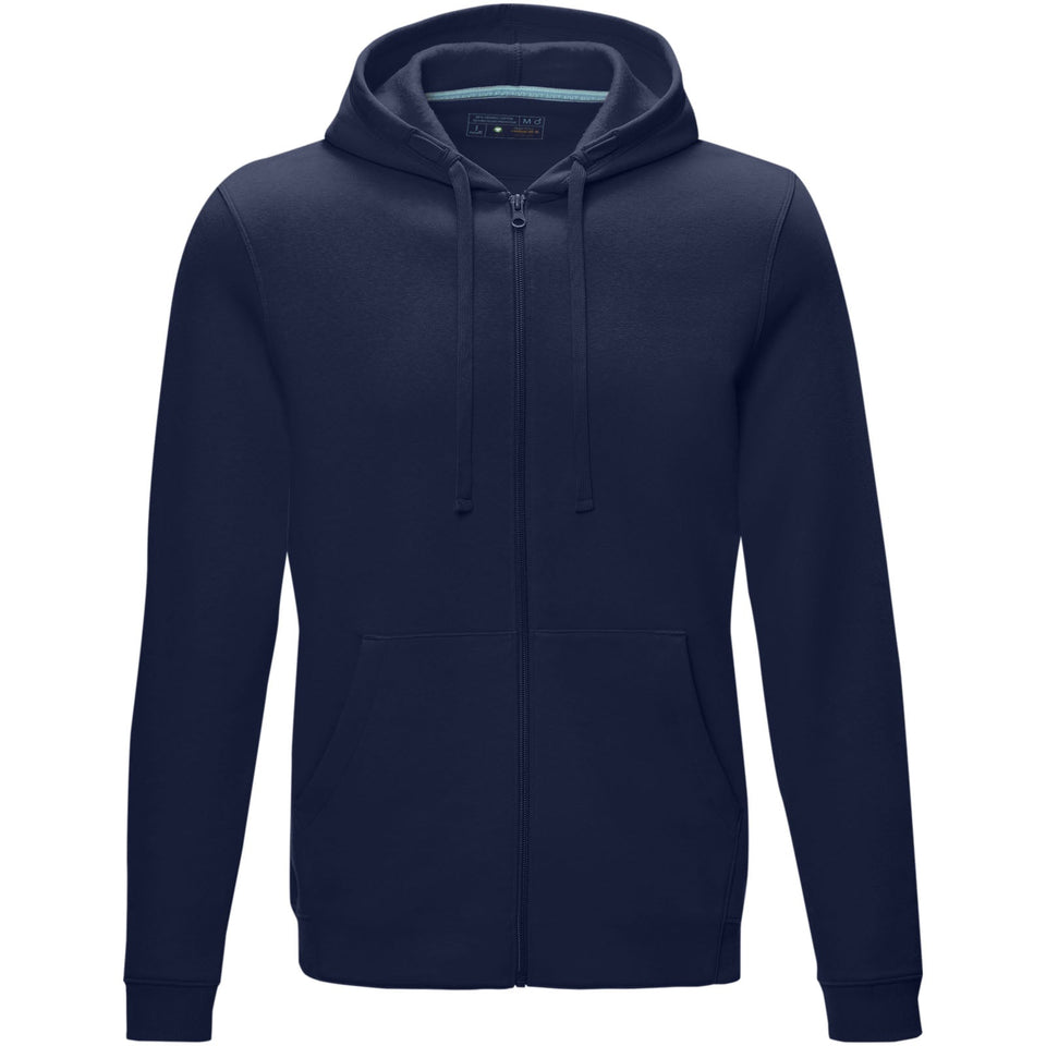 Felpa Ruby da uomo con cappuccio e full zip in tessuto organico riciclato personalizzato con logo - Pubblienne