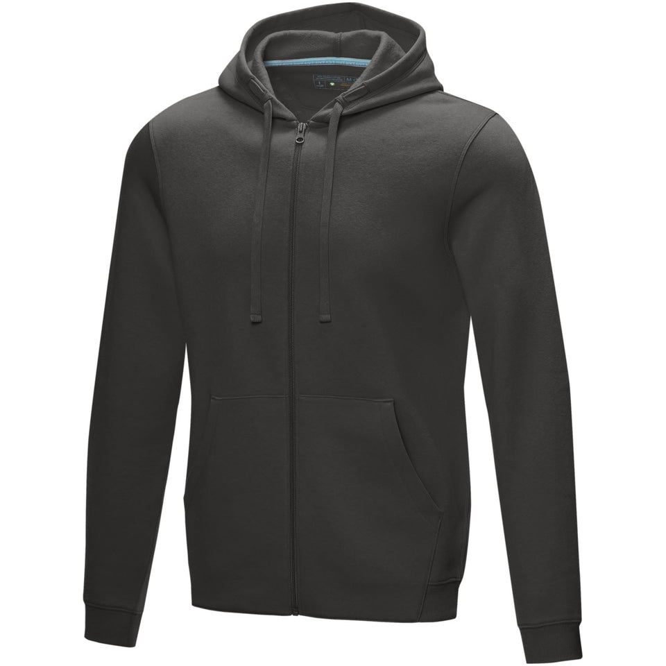 Felpa Ruby da uomo con cappuccio e full zip in tessuto organico riciclato personalizzato con logo - Pubblienne