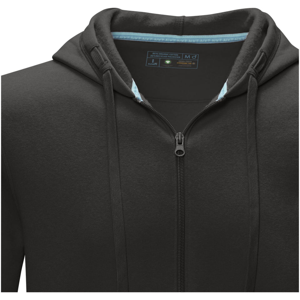 Felpa Ruby da uomo con cappuccio e full zip in tessuto organico riciclato personalizzato con logo - Pubblienne