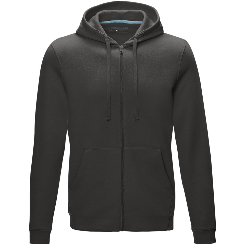 Felpa Ruby da uomo con cappuccio e full zip in tessuto organico riciclato personalizzato con logo - Pubblienne