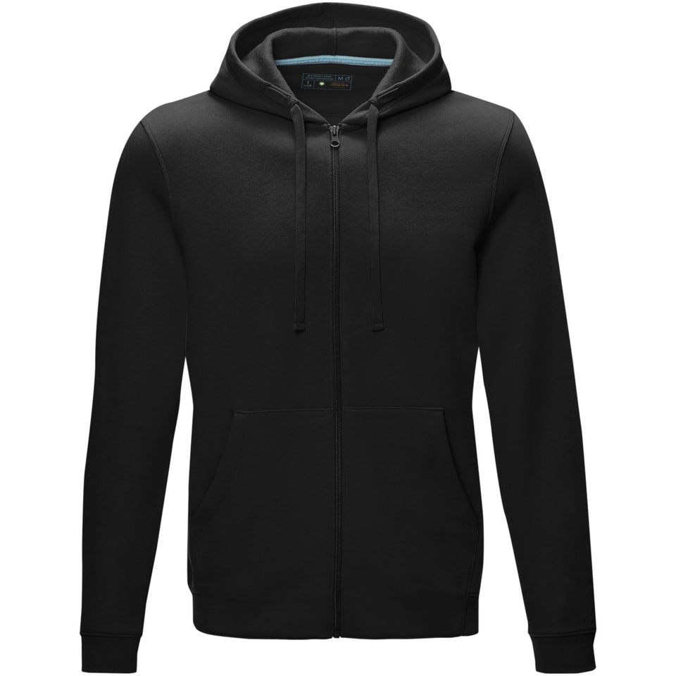 Felpa Ruby da uomo con cappuccio e full zip in tessuto organico riciclato personalizzato con logo - Pubblienne
