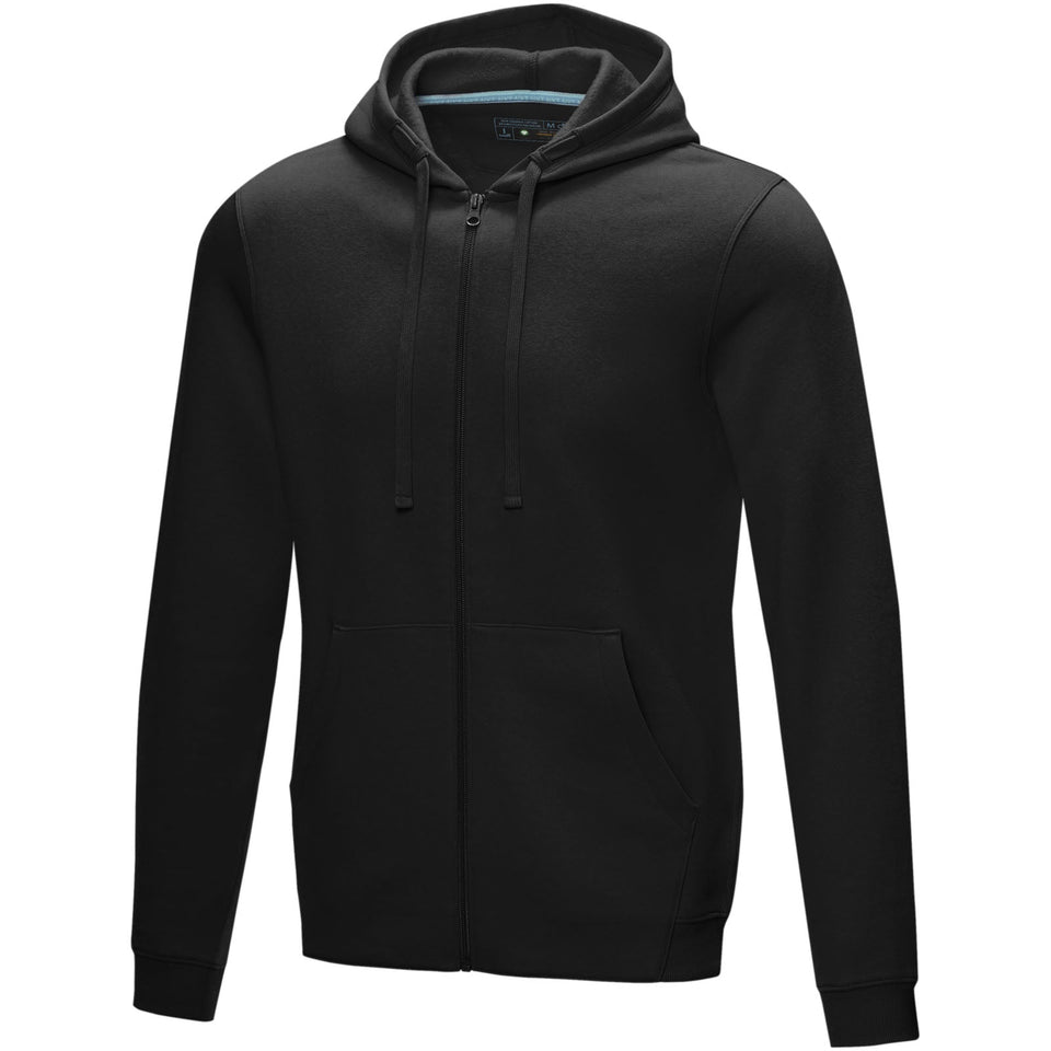 Felpa Ruby da uomo con cappuccio e full zip in tessuto organico riciclato personalizzato con logo - Pubblienne