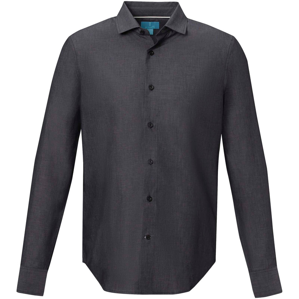 Camicia a maniche lunghe da uomo in tessuto biologico Cuprite personalizzato con logo - Pubblienne