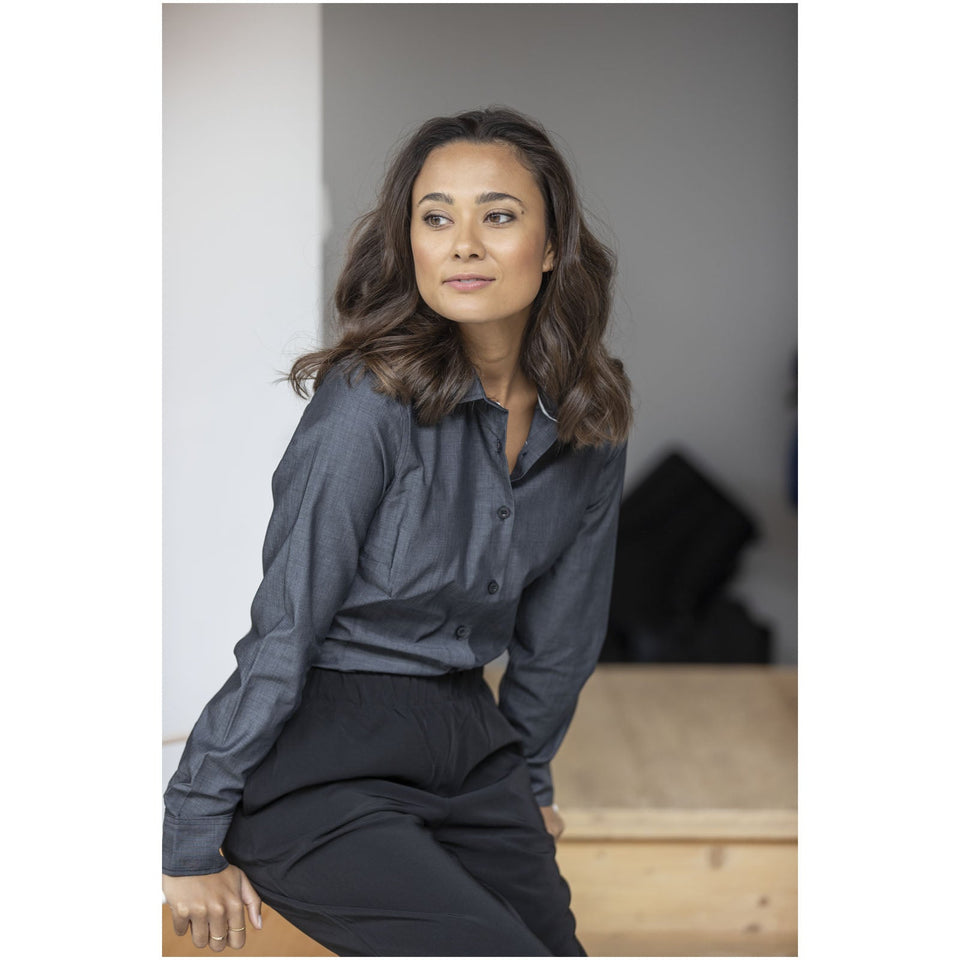 Camicia a maniche lunghe da donna in tessuto biologico Cuprite personalizzato con logo - Pubblienne