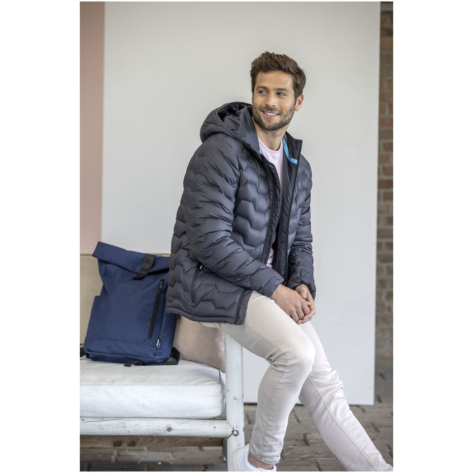 Giacca termica da uomo in piuma e materiale riciclato certificato GRS Petalite personalizzato con logo - Pubblienne