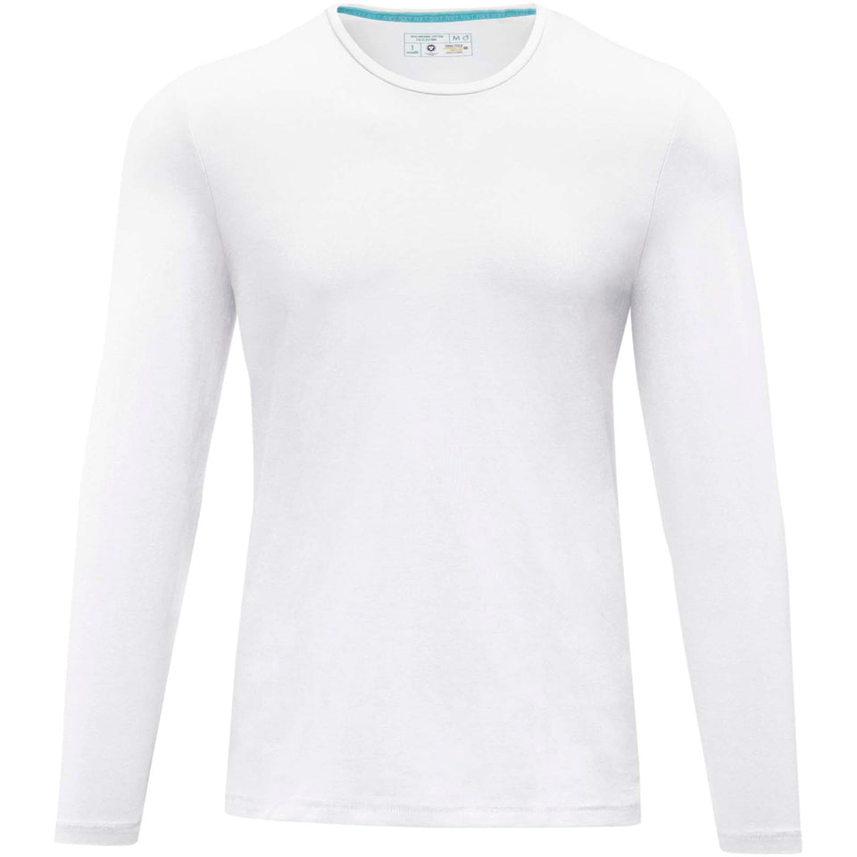 T-shirt Ponoka in tessuto organico a manica lunga da uomo personalizzato con logo - Pubblienne