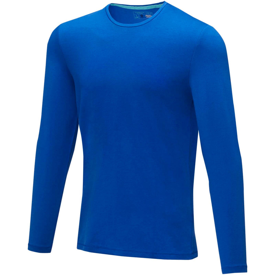 T-shirt Ponoka in tessuto organico a manica lunga da uomo personalizzato con logo - Pubblienne