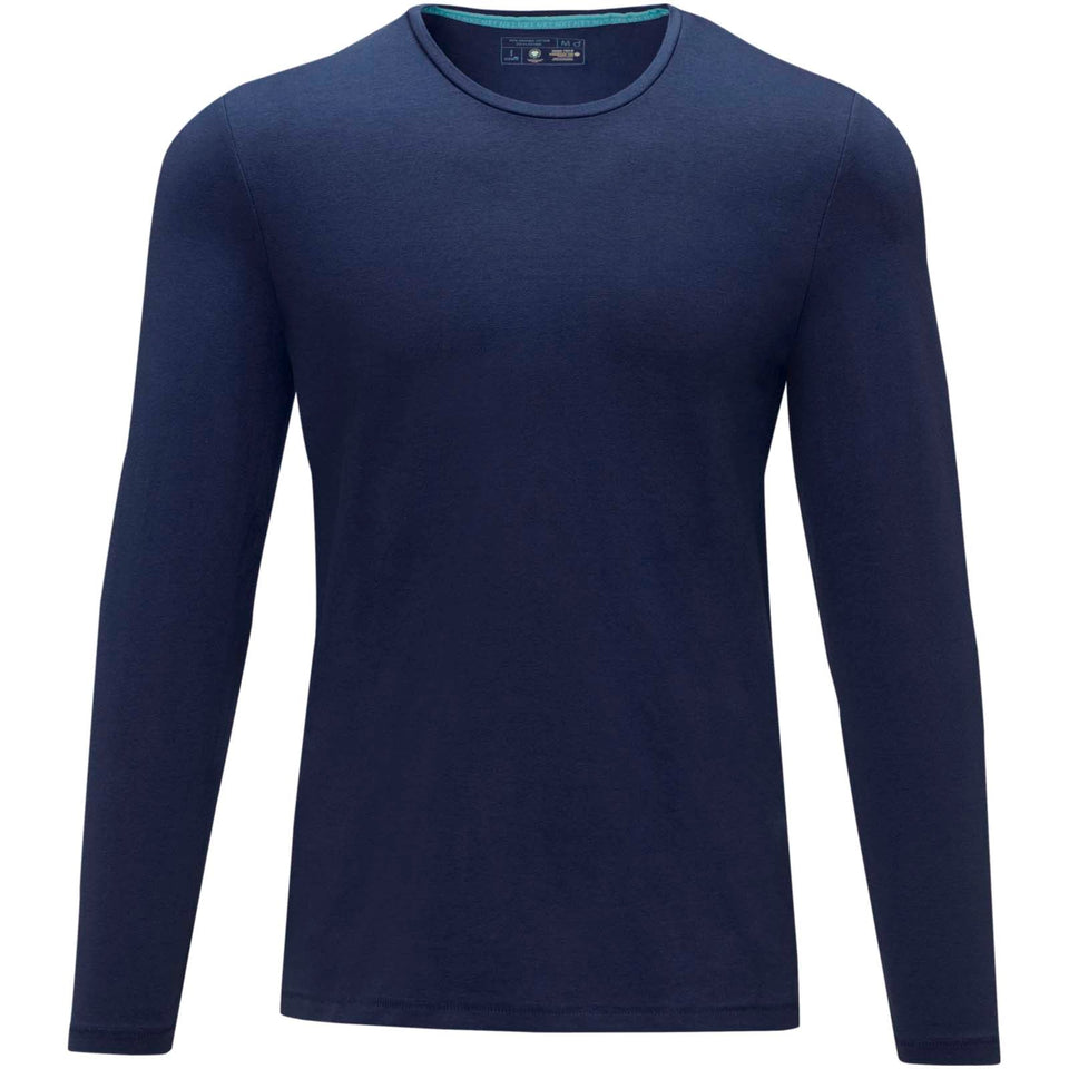 T-shirt Ponoka in tessuto organico a manica lunga da uomo personalizzato con logo - Pubblienne