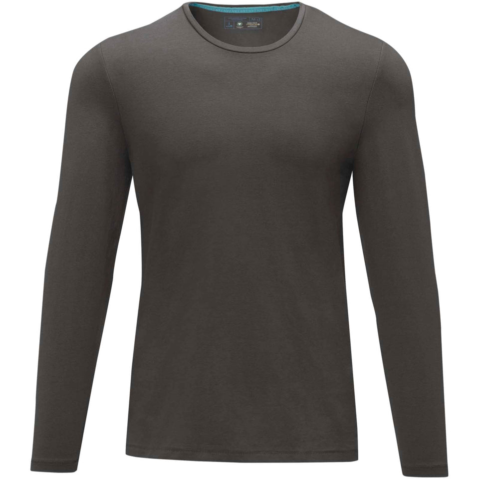 T-shirt Ponoka in tessuto organico a manica lunga da uomo personalizzato con logo - Pubblienne