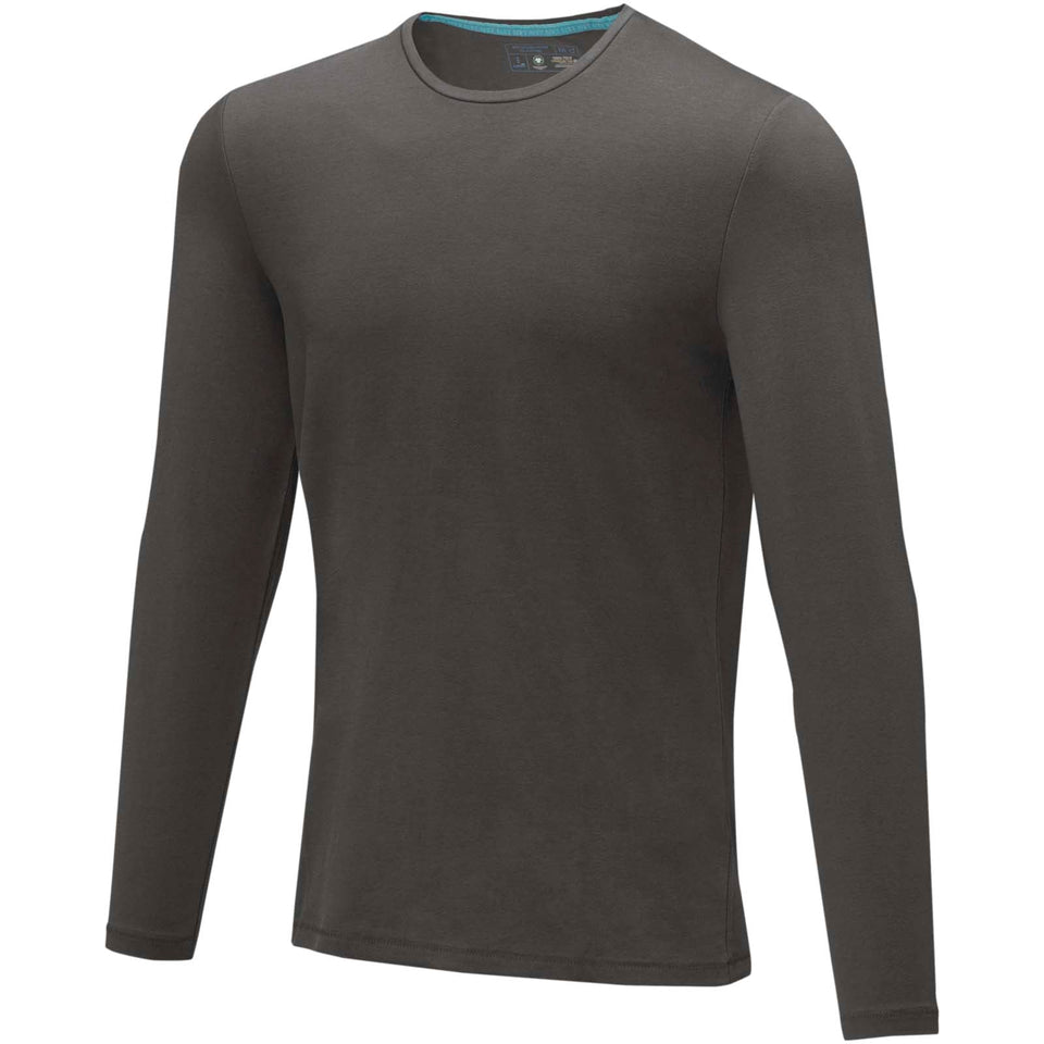 T-shirt Ponoka in tessuto organico a manica lunga da uomo personalizzato con logo - Pubblienne