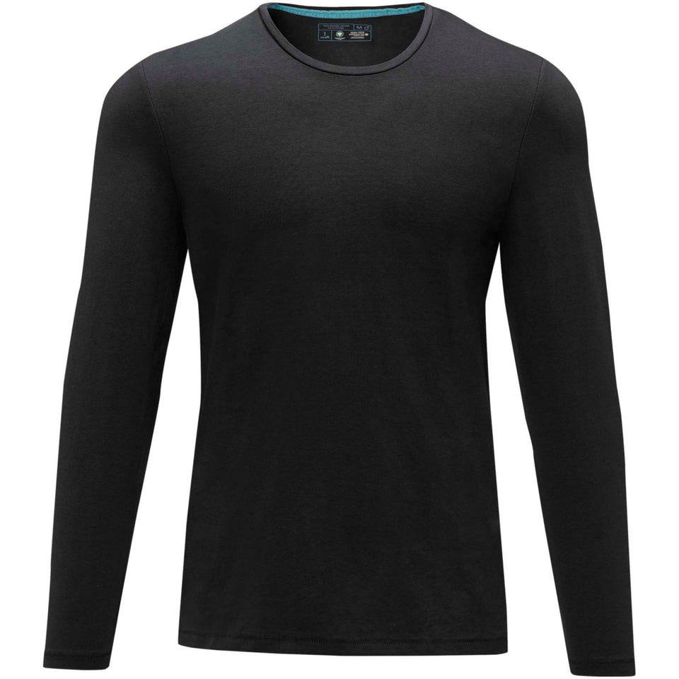 T-shirt Ponoka in tessuto organico a manica lunga da uomo personalizzato con logo - Pubblienne