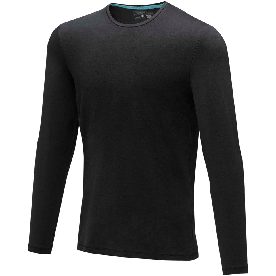 T-shirt Ponoka in tessuto organico a manica lunga da uomo personalizzato con logo - Pubblienne