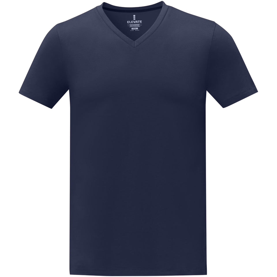 T-shirt Somoto da uomo a manica corta con collo a V personalizzato con logo - Pubblienne