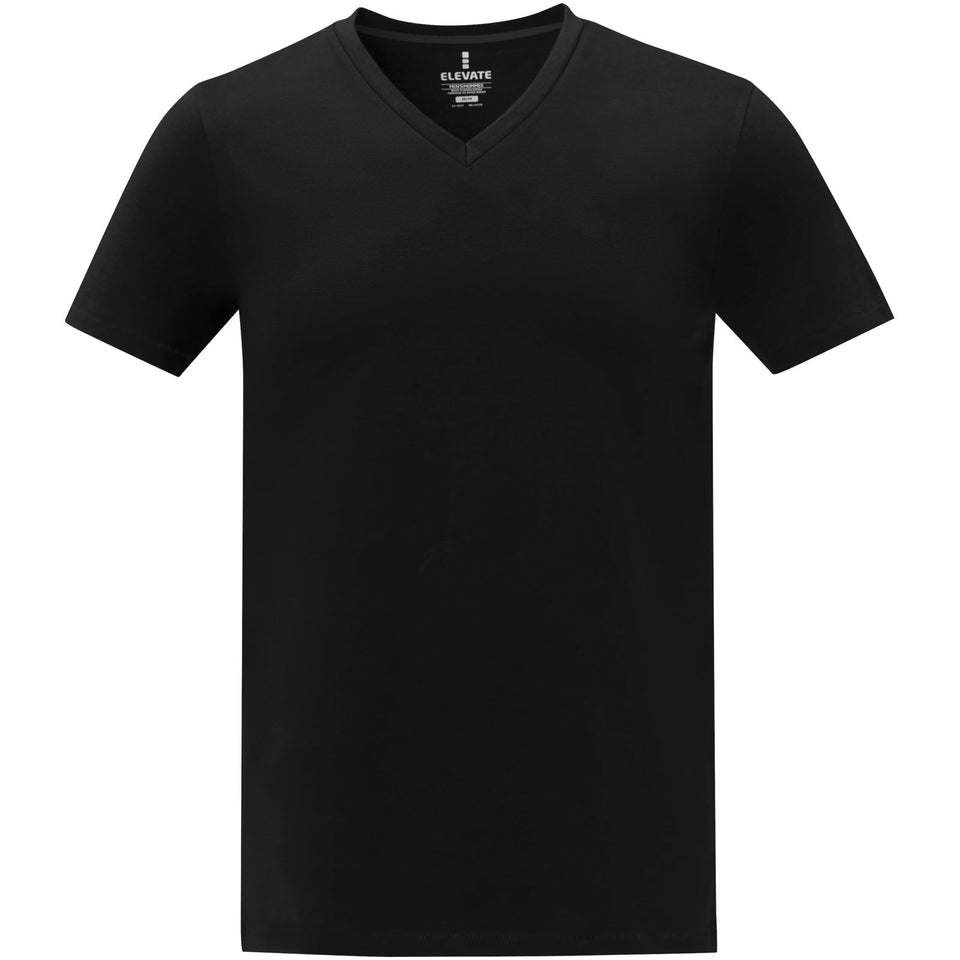 T-shirt Somoto da uomo a manica corta con collo a V personalizzato con logo - Pubblienne