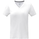 T-shirt Somoto da donna a manica corta con collo a V personalizzato con logo - Pubblienne
