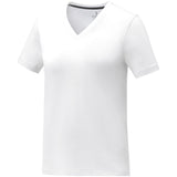 T-shirt Somoto da donna a manica corta con collo a V personalizzato con logo - Pubblienne