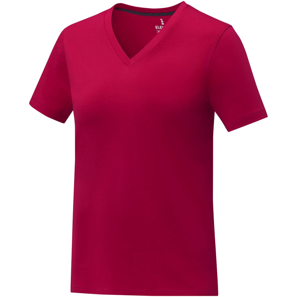 T-shirt Somoto da donna a manica corta con collo a V personalizzato con logo - Pubblienne