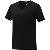 T-shirt Somoto da donna a manica corta con collo a V personalizzato con logo - Pubblienne