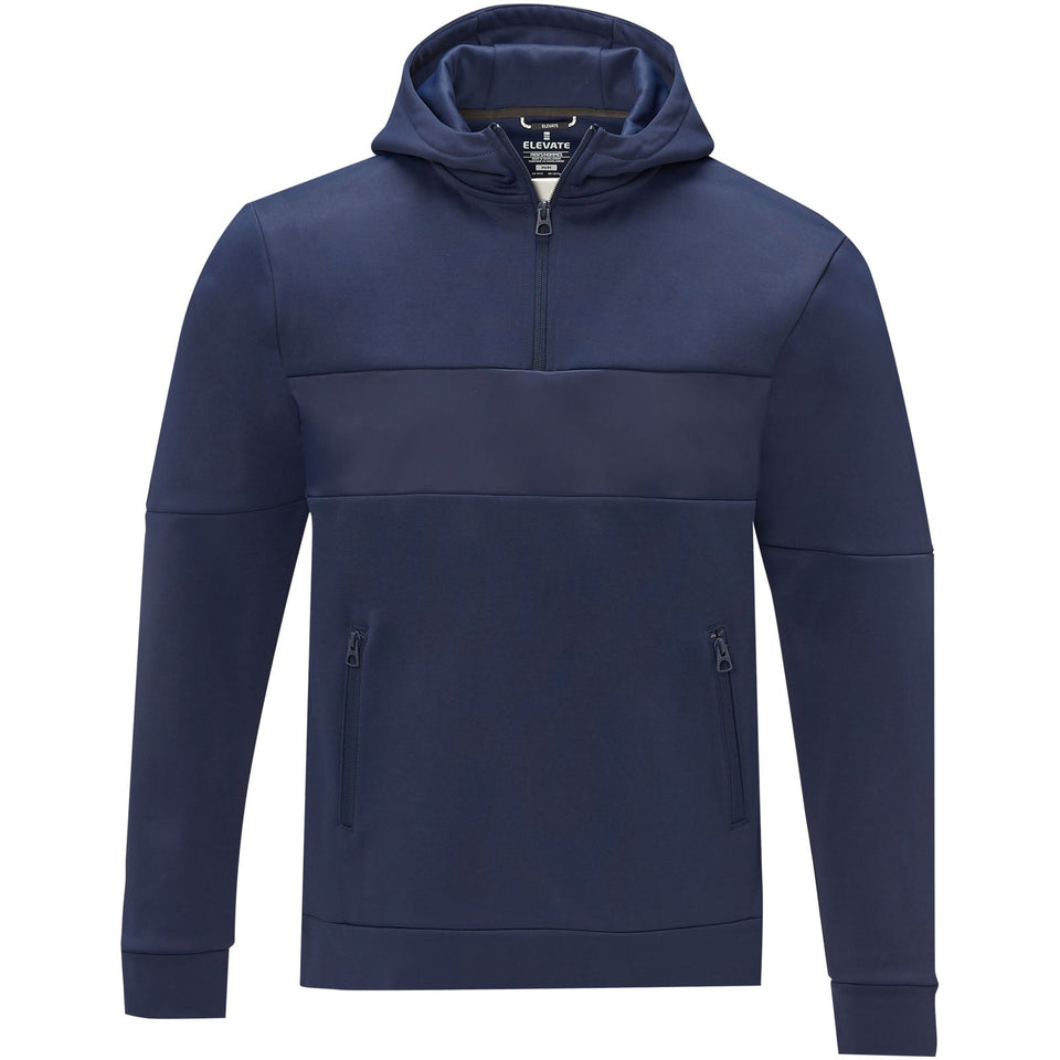 Felpa anorak con cappuccio da uomo a mezza zip Sayan personalizzato con logo - Pubblienne