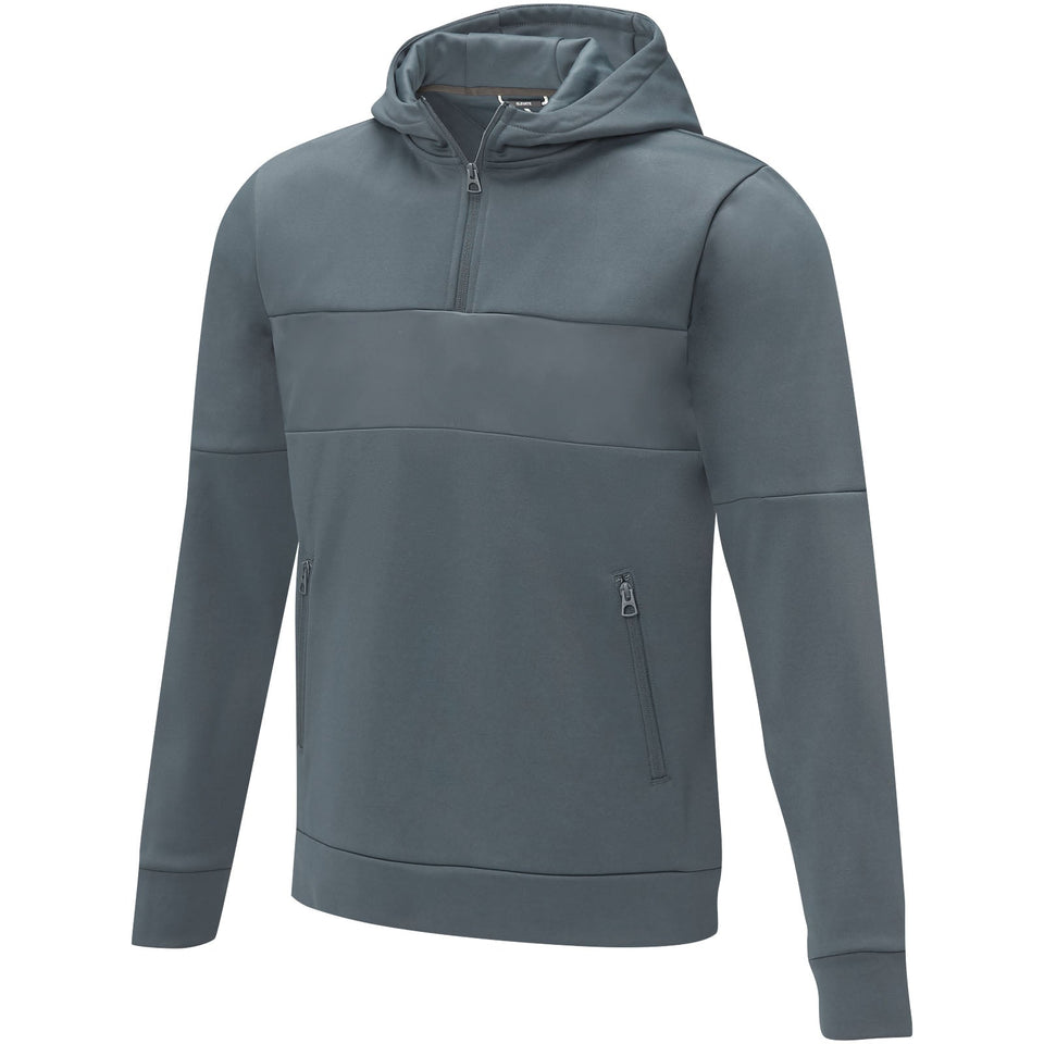 Felpa anorak con cappuccio da uomo a mezza zip Sayan personalizzato con logo - Pubblienne