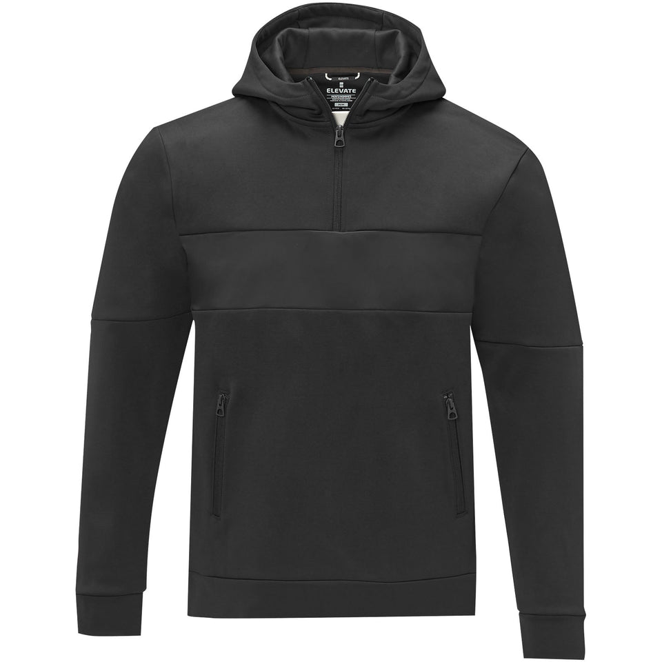 Felpa anorak con cappuccio da uomo a mezza zip Sayan personalizzato con logo - Pubblienne