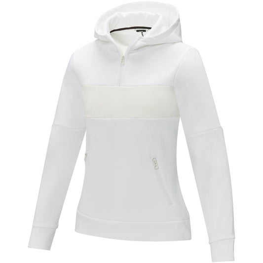 Felpa anorak con cappuccio da donna a mezza zip Sayan personalizzato con logo - Pubblienne