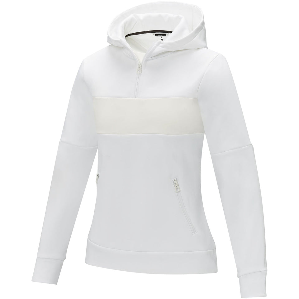 Felpa anorak con cappuccio da donna a mezza zip Sayan personalizzato con logo - Pubblienne