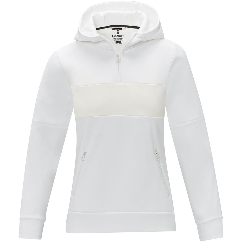 Felpa anorak con cappuccio da donna a mezza zip Sayan personalizzato con logo - Pubblienne