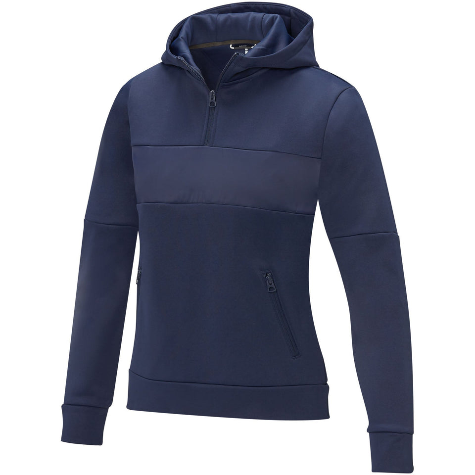 Felpa anorak con cappuccio da donna a mezza zip Sayan personalizzato con logo - Pubblienne