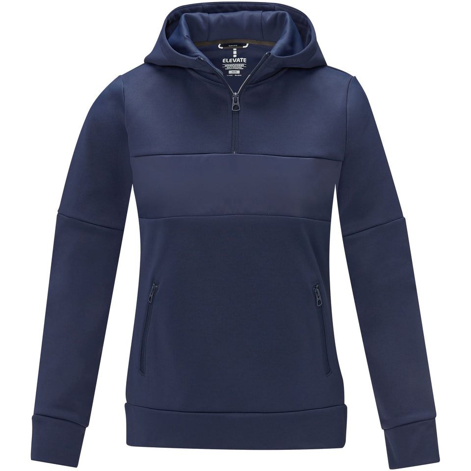 Felpa anorak con cappuccio da donna a mezza zip Sayan personalizzato con logo - Pubblienne