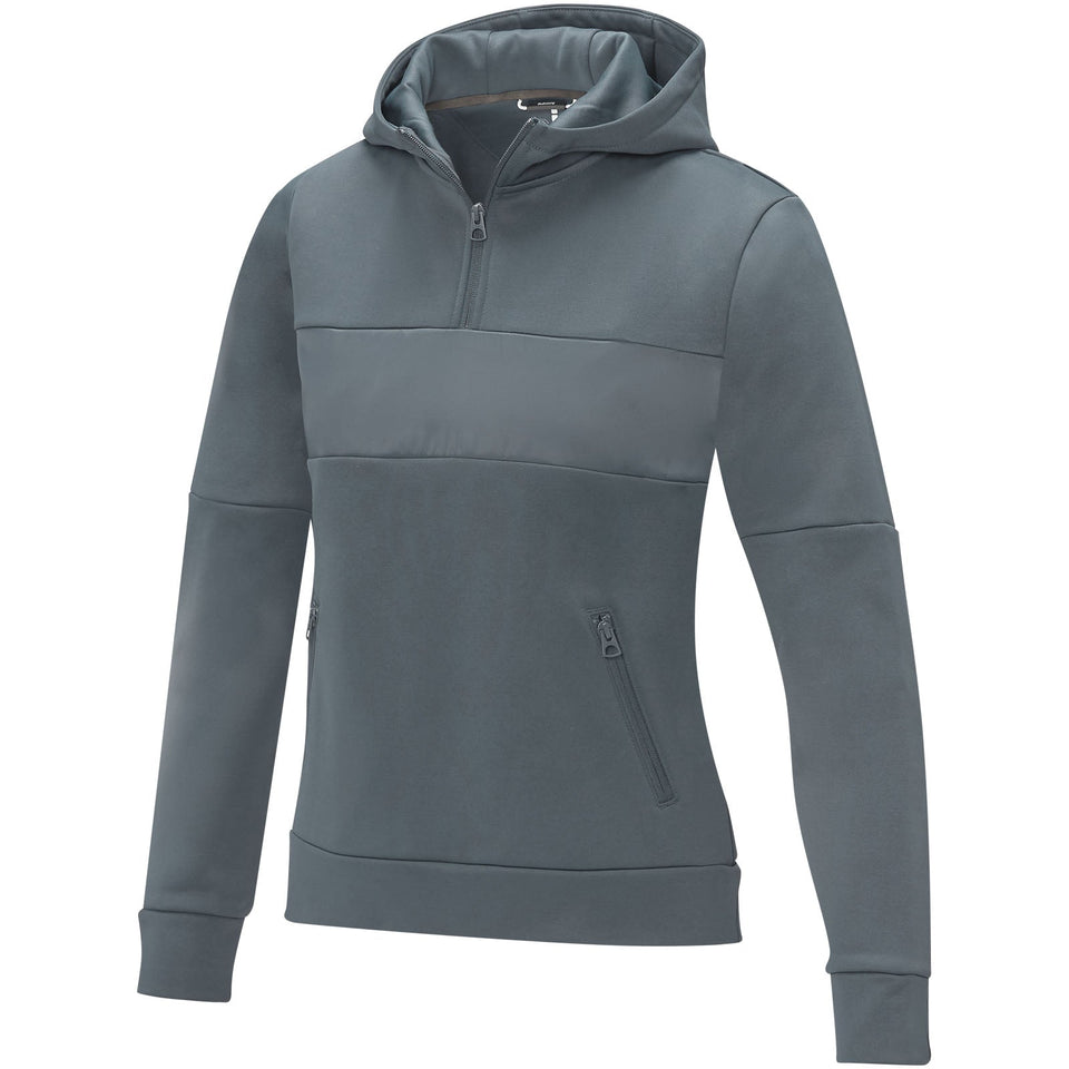 Felpa anorak con cappuccio da donna a mezza zip Sayan personalizzato con logo - Pubblienne