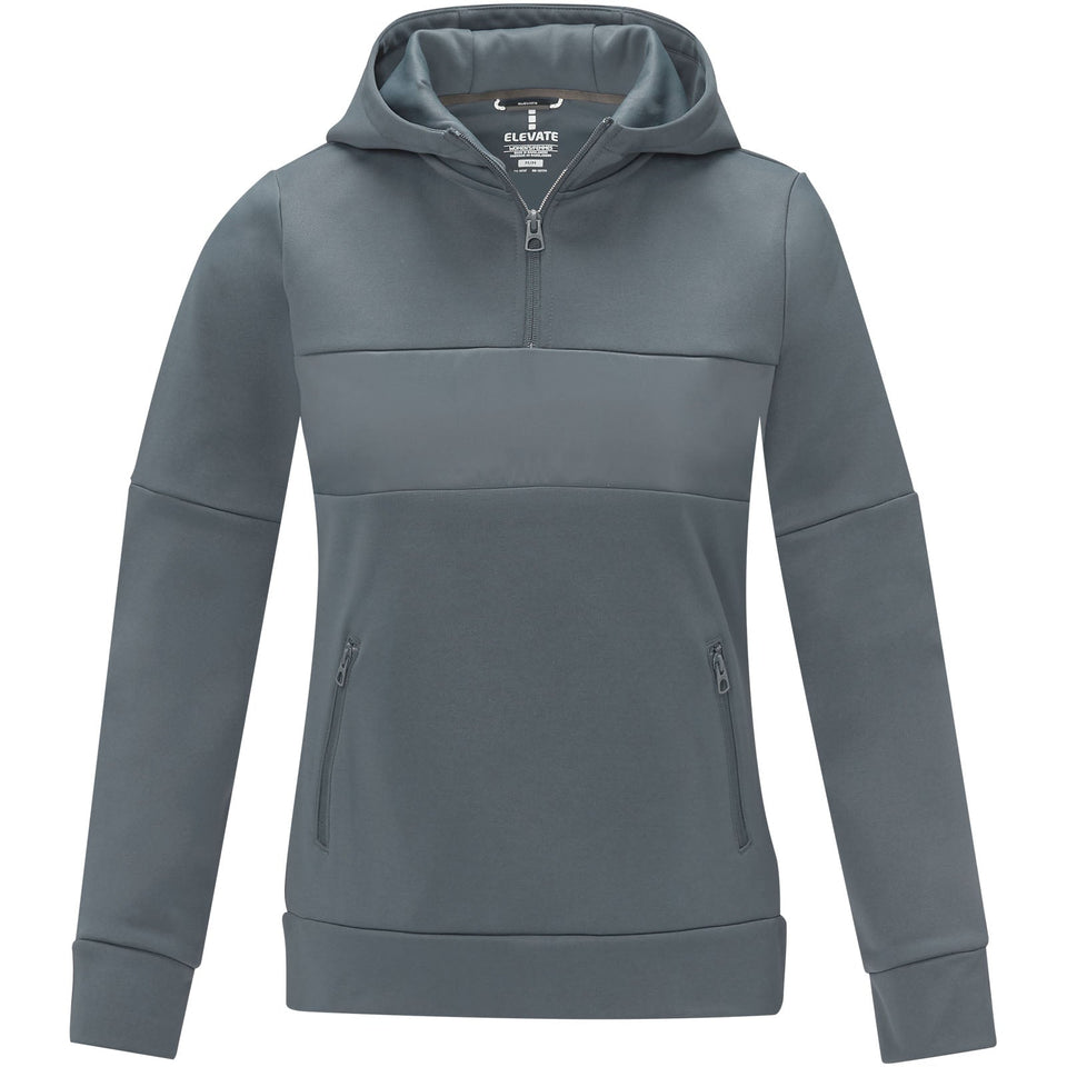 Felpa anorak con cappuccio da donna a mezza zip Sayan personalizzato con logo - Pubblienne
