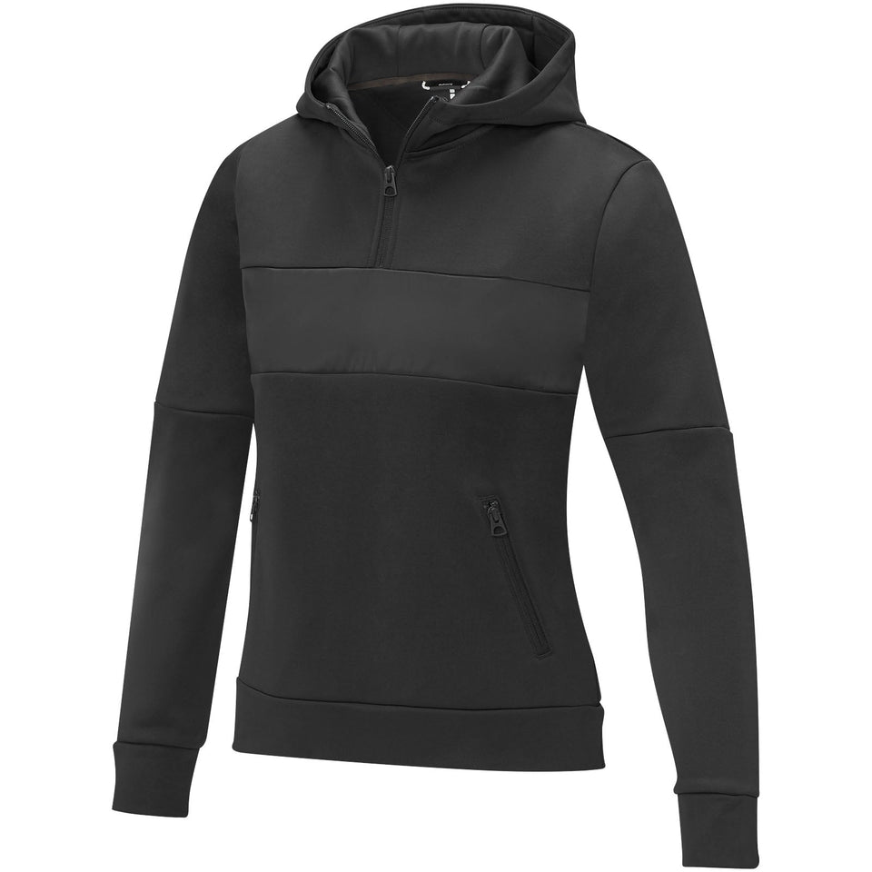 Felpa anorak con cappuccio da donna a mezza zip Sayan personalizzato con logo - Pubblienne