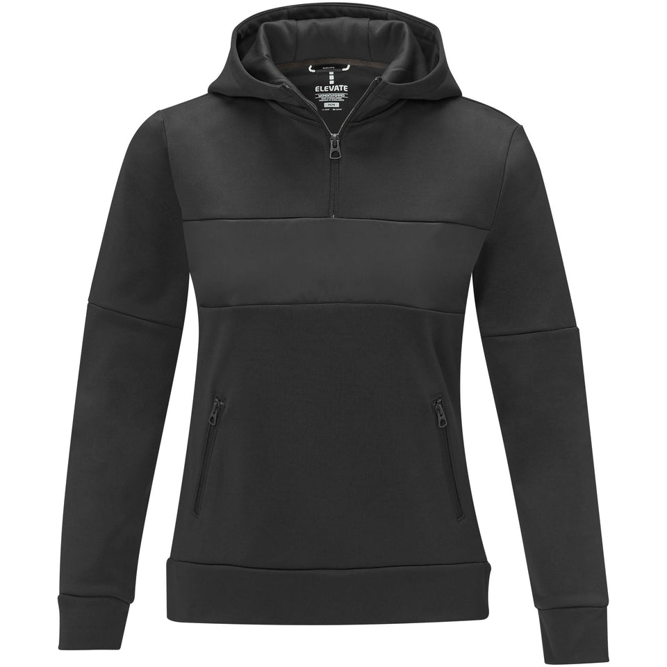 Felpa anorak con cappuccio da donna a mezza zip Sayan personalizzato con logo - Pubblienne