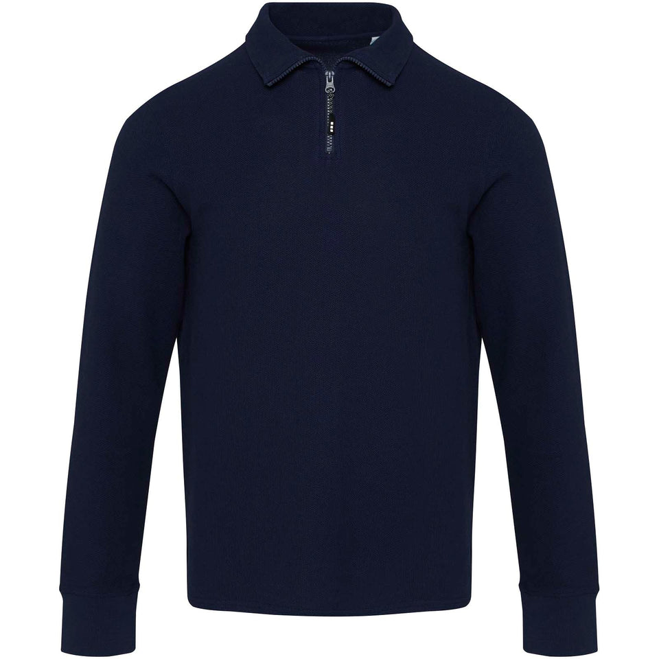Polo unisex a maniche lunghe con mezza zip Zeus personalizzato con logo - Pubblienne
