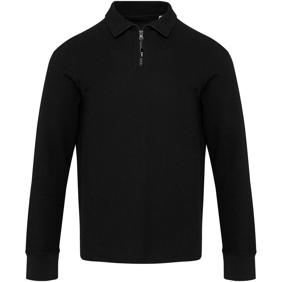 Polo unisex a maniche lunghe con mezza zip Zeus personalizzato con logo - Pubblienne