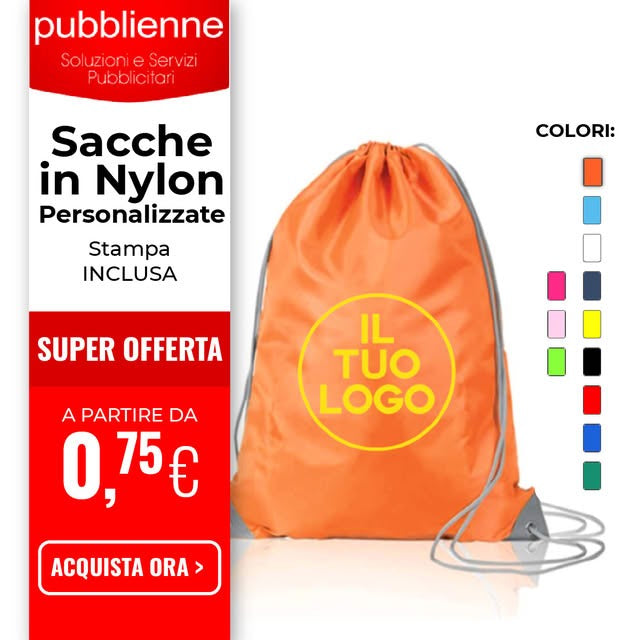 Sacche in Nylon PERSONALIZZATE personalizzato con logo - Pubblienne