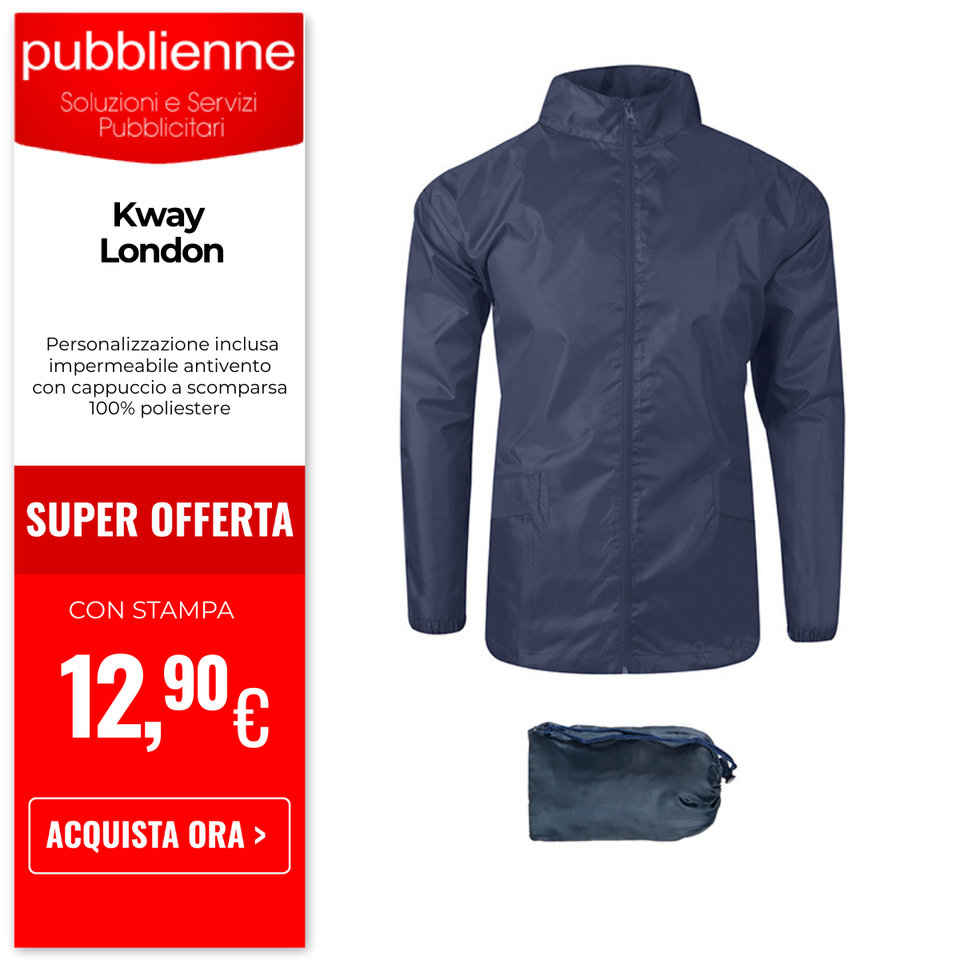 Kway London personalizzato con logo - Pubblienne