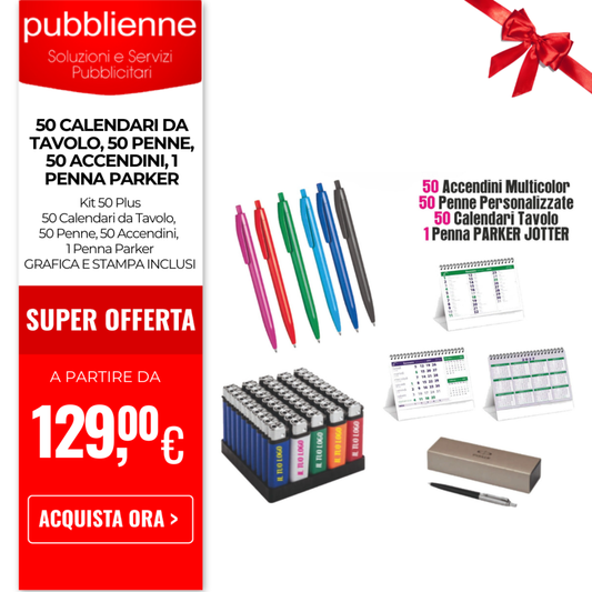 50-calendari-da-tavolo,-50-penne,-50-accendini,-1-penna-parker
