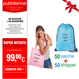 50 sacche + 50 shopper personalizzato con logo - Pubblienne