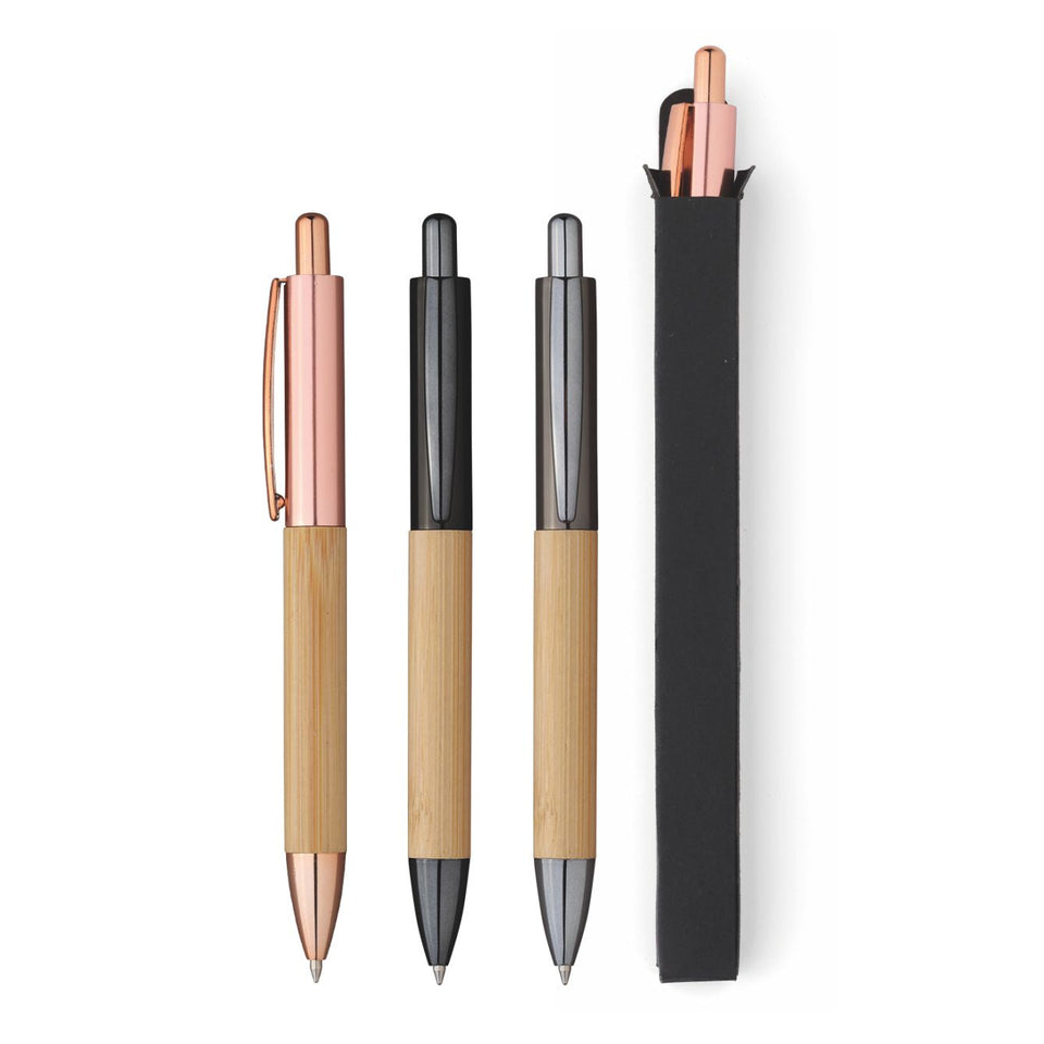 5648 Henry - Penna Sfera In Bamboo E Metallo In Astuccio personalizzato con logo - Pubblienne