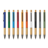 5695 Eloisa - Penna Sfera Soft Touch In Alluminio E Bamboo personalizzato con logo - Pubblienne